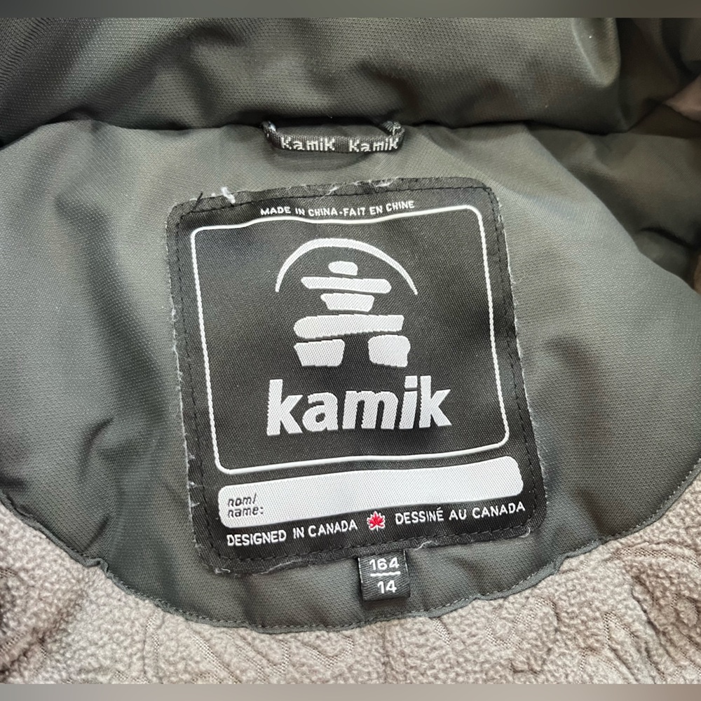 Kamik Dark Gray Puffer Jacket with Red Zippers, Size Youth 14 - Picture 4 of 16